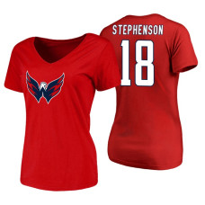 Women's Washington Capitals #18 Chandler Stephenson Red Primary Logo V-Neck T-Shirt