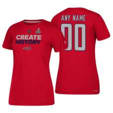 Women's Washington Capitals #00 Custom 2018 Stanley Cup Final Red Create History T-Shirt