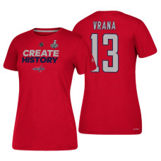 Women's Washington Capitals #13 Jakub Vrana 2018 Stanley Cup Final Red Create History T-Shirt