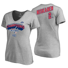 Women's Washington Capitals #2 Matt Niskanen 2018 Eastern Conference Champions Heather Gray Long Change V-Neck T-Shirt