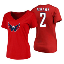 Women's Washington Capitals #2 Matt Niskanen Red Primary Logo V-Neck T-Shirt