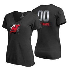 Women's New Jersey Devils Black Midnight Mascot Custom T-Shirt