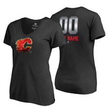 Women's Calgary Flames Black Midnight Mascot Custom T-Shirt