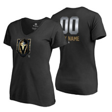 Women's Vegas Golden Knights Black Midnight Mascot Custom T-Shirt