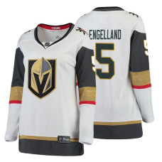 Women's Vegas Golden Knights #5 Deryk Engelland Fanatics Branded Breakaway White Away jersey With 2023 Stanley Cup Patch