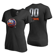 Women's New York Islanders Black Midnight Mascot Custom T-Shirt