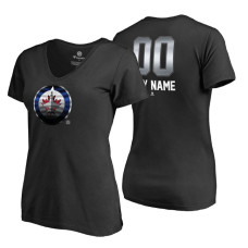 Women's Winnipeg Jets Black Midnight Mascot Custom T-Shirt