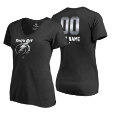 Women's Tampa Bay Lightning Black Midnight Mascot Custom T-Shirt