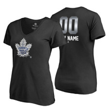 Women's Toronto Maple Leafs Black Midnight Mascot Custom T-Shirt