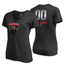 Women's Florida Panthers Black Midnight Mascot Custom T-Shirt