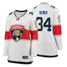 Women's Florida Panthers #34 James Reimer Alternate Breakaway Player White Away jersey With 2023 Stanley Cup Patch