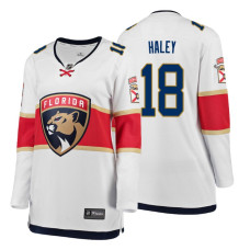 Women's Florida Panthers #18 Micheal Haley Alternate Breakaway Player White Away jersey With 2023 Stanley Cup Patch