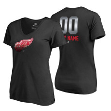 Women's Detroit Red Wings Black Midnight Mascot Custom T-Shirt