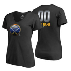 Women's Buffalo Sabres Black Midnight Mascot Custom T-Shirt