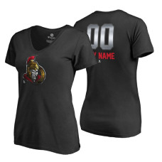 Women's Ottawa Senators Black Midnight Mascot Custom T-Shirt