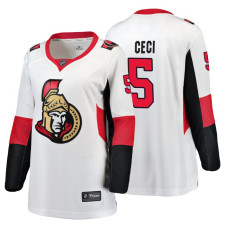 Women's Ottawa Senators #5 Cody Ceci Alternate Breakaway White Away Fanatics Branded jersey