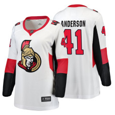 Women's Ottawa Senators #41 Craig Anderson Alternate Breakaway White Away Fanatics Branded jersey