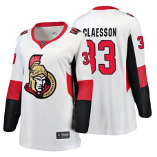 Women's Ottawa Senators #33 Fredrik Claesson Alternate Breakaway White Away Fanatics Branded jersey