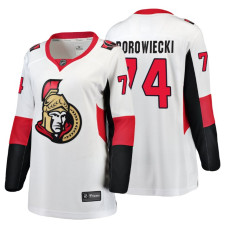 Women's Ottawa Senators #74 Mark Borowiecki Alternate Breakaway White Away Fanatics Branded jersey