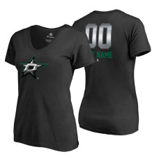 Women's Dallas Stars Black Midnight Mascot Custom T-Shirt