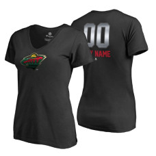 Women's Minnesota Wild Black Midnight Mascot Custom T-Shirt