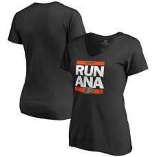 Women's Anaheim Ducks Black RUN-CTY V-Neck T-shirt