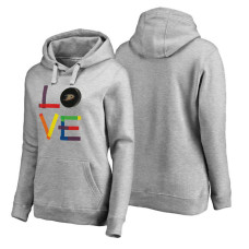 Women's Anaheim Ducks Heather Gray Hockey Is For Everyone Love Square Pullover Hoodie