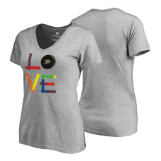 Women's Anaheim Ducks Heather Gray Hockey Is For Everyone Love Square Short Sleeve T-shirt