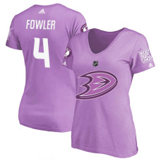 Women's Anaheim Ducks Purple Cam Fowler #4 Hockey Fights Cancer T-shirt