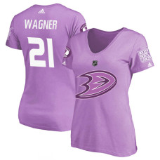 Women's Anaheim Ducks Purple Chris Wagner #21 Hockey Fights Cancer T-shirt