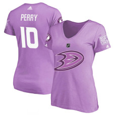 Women's Anaheim Ducks Purple Corey Perry #10 Hockey Fights Cancer T-shirt