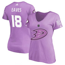 Women's Anaheim Ducks Purple Patrick Eaves #18 Hockey Fights Cancer T-shirt