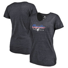 Women's Arizona Coyotes Navy Slim-Fit V-Neck Mother's Day Gift Spangled Script T-shirt