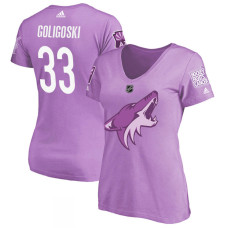 Women's Arizona Coyotes Purple Alex Goligoski #33 Hockey Fights Cancer T-shirt