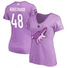 Women's Arizona Coyotes Purple Jordan Martinook #48 Hockey Fights Cancer T-shirt