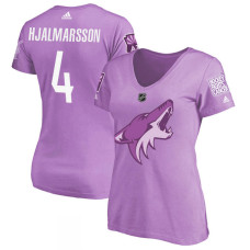 Women's Arizona Coyotes Purple Niklas Hjalmarsson #4 Hockey Fights Cancer T-shirt