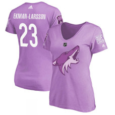 Women's Arizona Coyotes Purple Oliver Ekman-Larsson #23 Hockey Fights Cancer T-shirt