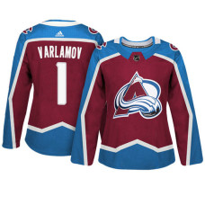 Women's Colorado Avalanche #1 Semyon Varlamov Maroon Adizero Player Home With Jersey 2022 Stanley Cup Champions Patch