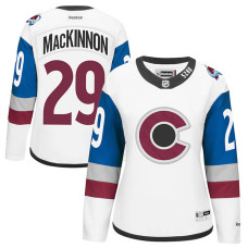 Women's Colorado Avalanche Nathan MacKinnon #29 White Stadium Series With Jersey 2022 Stanley Cup Champions Patch