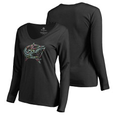 Women's Columbus Blue Jackets Fanatics Branded Long Sleeve V-Neck T-shirt Black