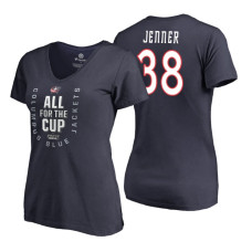 Women's Columbus Blue Jackets #38 Boone Jenner 2018 Stanley Cup Playoffs Navy T-Shirt