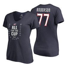 Women's Columbus Blue Jackets #77 Josh Anderson 2018 Stanley Cup Playoffs Navy T-Shirt