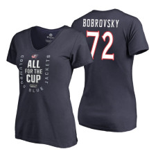 Women's Columbus Blue Jackets #72 Sergei Bobrovsky 2018 Stanley Cup Playoffs Navy T-Shirt