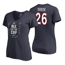 Women's Columbus Blue Jackets #26 Thomas Vanek 2018 Stanley Cup Playoffs Navy T-Shirt