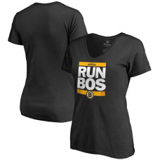 Women's Boston Bruins Black RUN-CTY V-Neck T-shirt