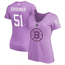 Women's Boston Bruins Purple Ryan Spooner #51 Hockey Fights Cancer T-shirt