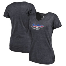 Women's Buffalo Sabres Navy Slim-Fit V-Neck Mother's Day Gift Spangled Script T-shirt