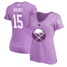 Women's Buffalo Sabres Purple Jack Eichel #15 Hockey Fights Cancer T-shirt