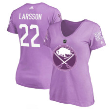 Women's Buffalo Sabres Purple Johan Larsson #22 Hockey Fights Cancer T-shirt