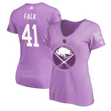 Women's Buffalo Sabres Purple Justin Falk #41 Hockey Fights Cancer T-shirt